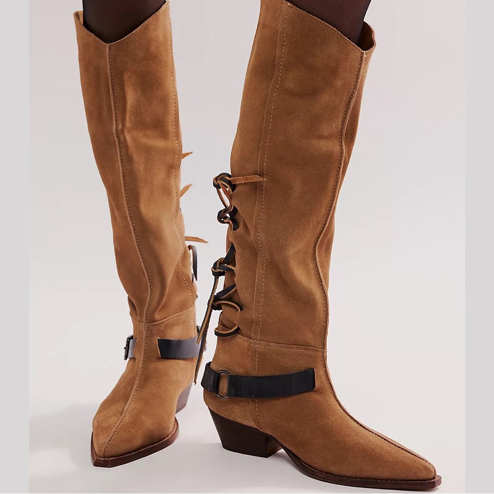 “NEW” Free People Back-lace Sway Low Slouchy Boots